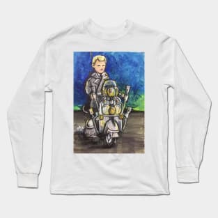 Retro Scooter, Classic Scooter, Scooterist, Scootering, Scooter Rider, Mod Art Long Sleeve T-Shirt